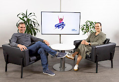 Videocastin juontaja Tapio Ala-Rautalahti ja castin vieras Hanna Kiviaho